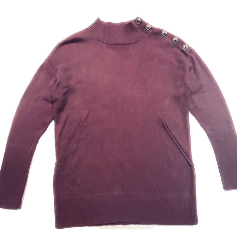 Talbots Mock Turtleneck Shoulder Buttons Warm Casual Sweater Purple Women L